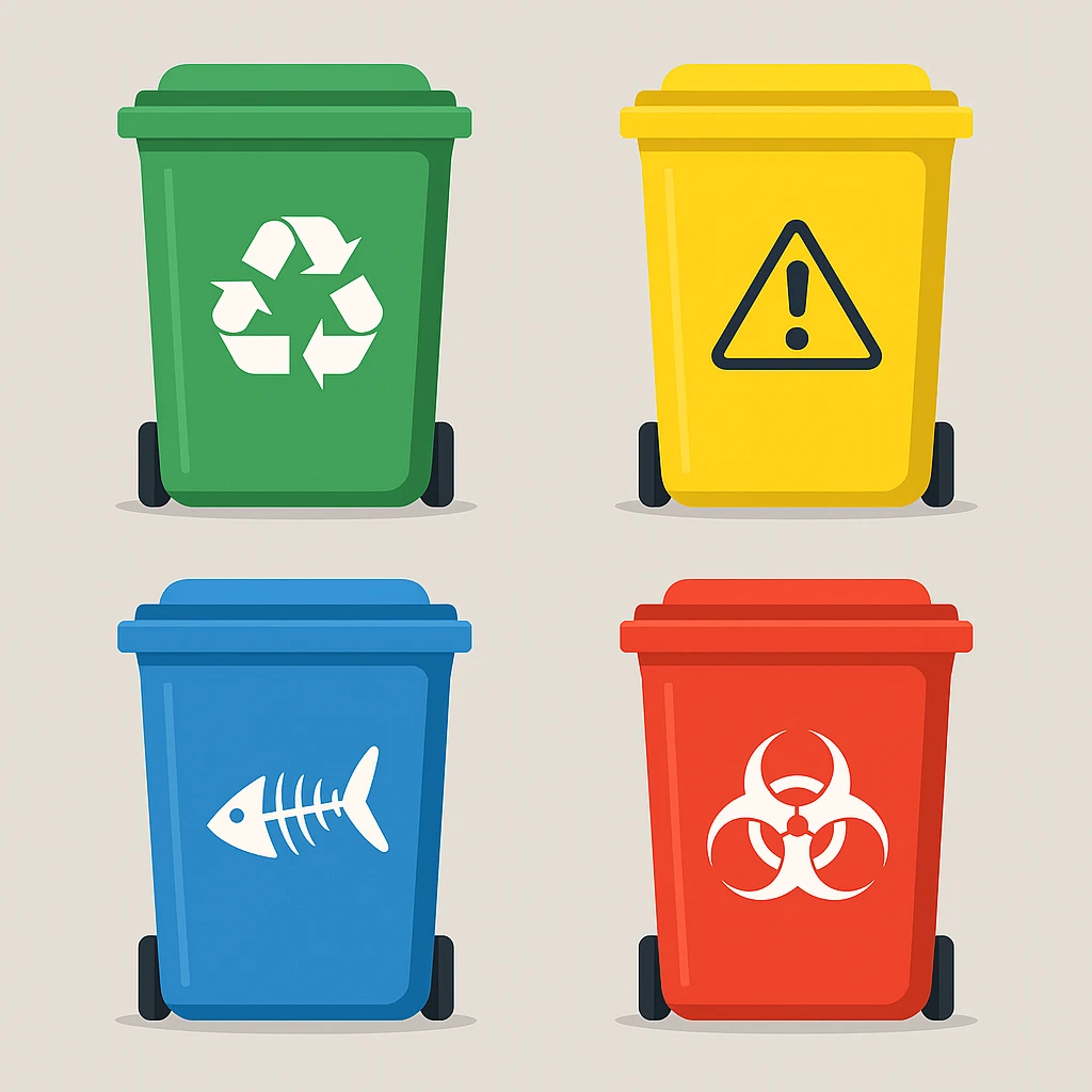 Phân loại thùng rác theo chất thải