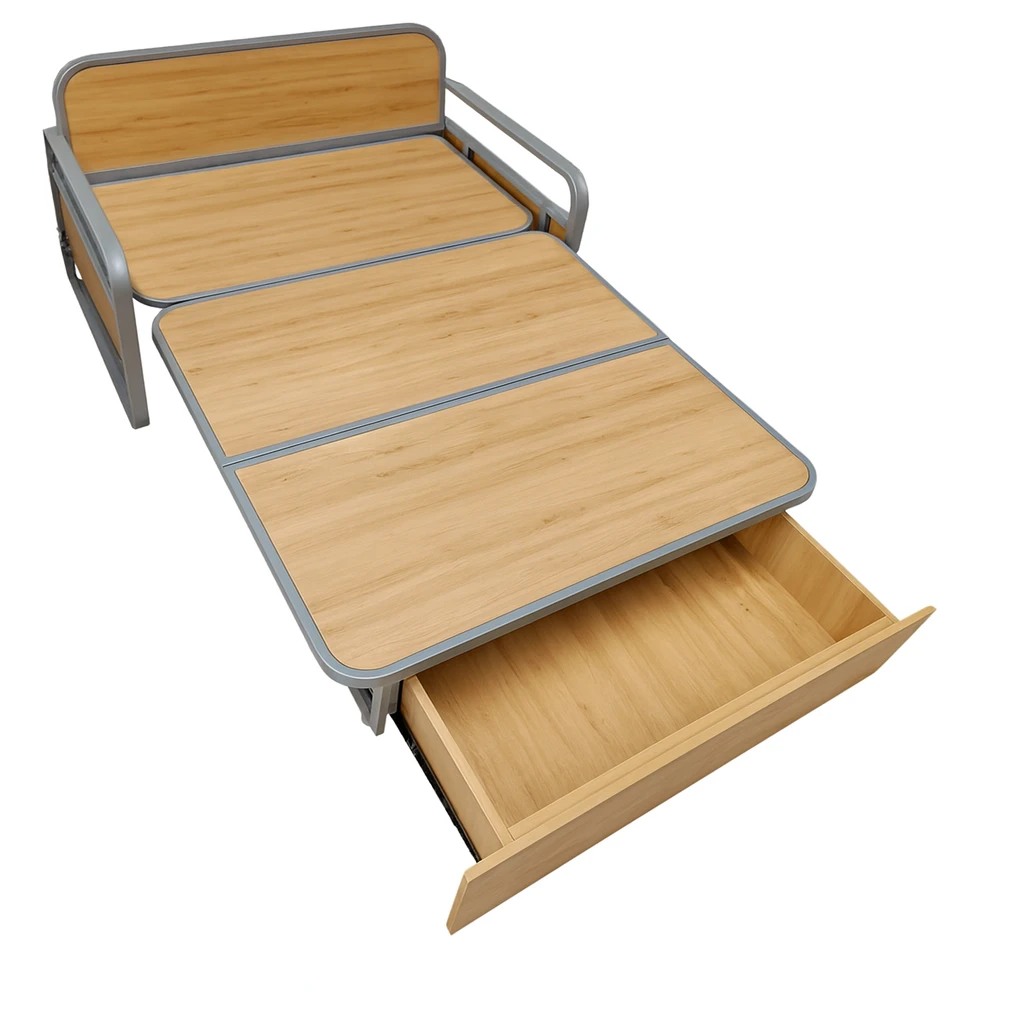 Giường extra bed gấp gọn bằng gỗ có 2 thanh chắn