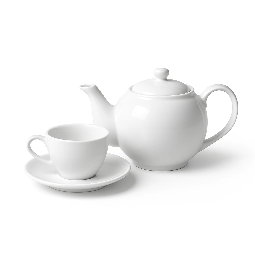 Bộ Ấm Trà Sứ Trắng Trơn Classic