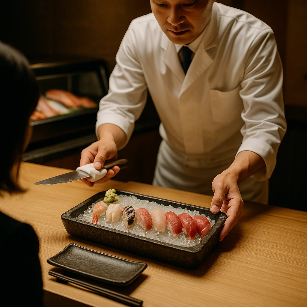 Phục vụ sashimi omakase