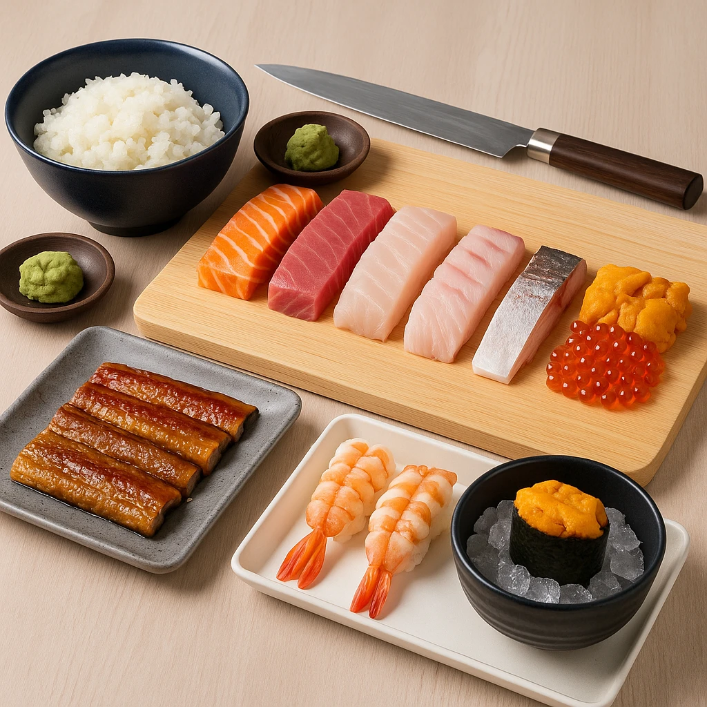 Chuẩn bị nguyên liệu omakase