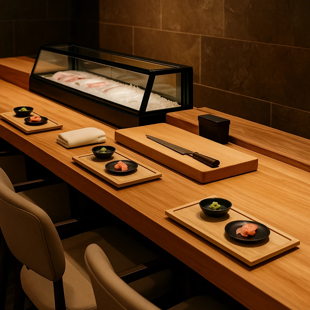 Chuẩn bị quầy phục vụ omakase