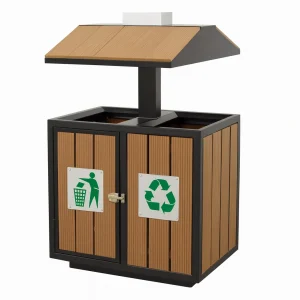Mẫu thùng rác ngoài trời có nắp tránh mưa nắng