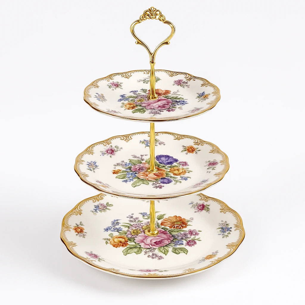 Khay 3 tầng hoa văn châu Âu