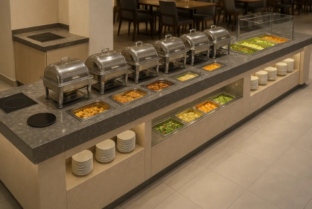 Quầy buffet mặt đá cố định