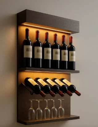 Giá kệ trưng bày rượu treo tường LED