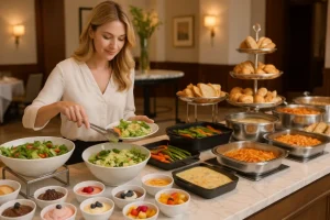 Cho khách tự gắp các món tráng miệng, khai vị