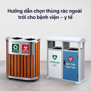 Thùng rác ngoài trời trong bệnh viện