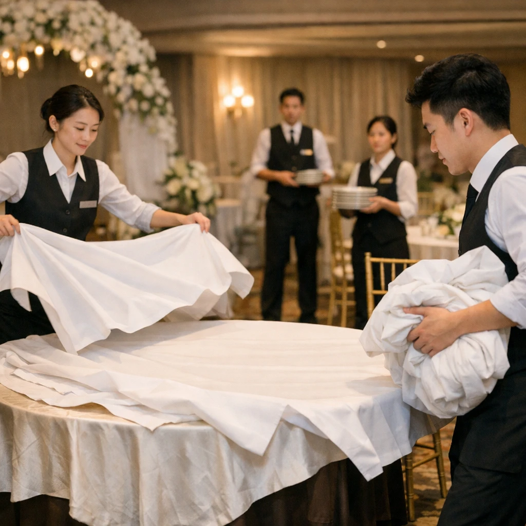 Vì sao cần kỹ thuật thay khăn bàn nhanh?