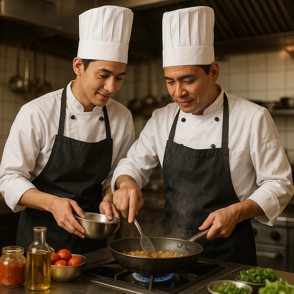 Hỗ trợ bếp chính trong quá trình nấu nướng