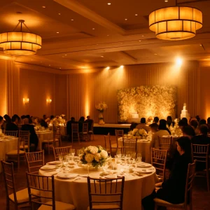 Ánh sáng trong sảnh tiệc cưới