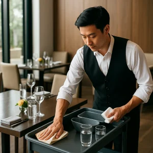 Quy trình 5 bước thu dọn bàn chuẩn nhà hàng Fine Dining