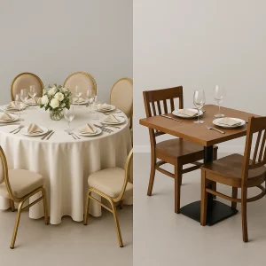 Sự khác biệt giữa bàn phòng tiệc và bàn nhà hàng – quán ăn