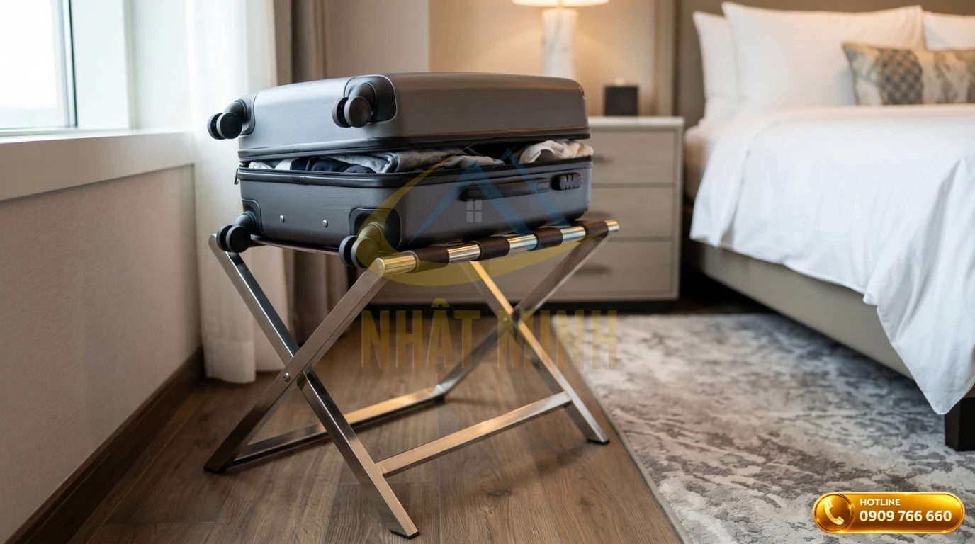 Kệ để hành lý inox xếp gọn