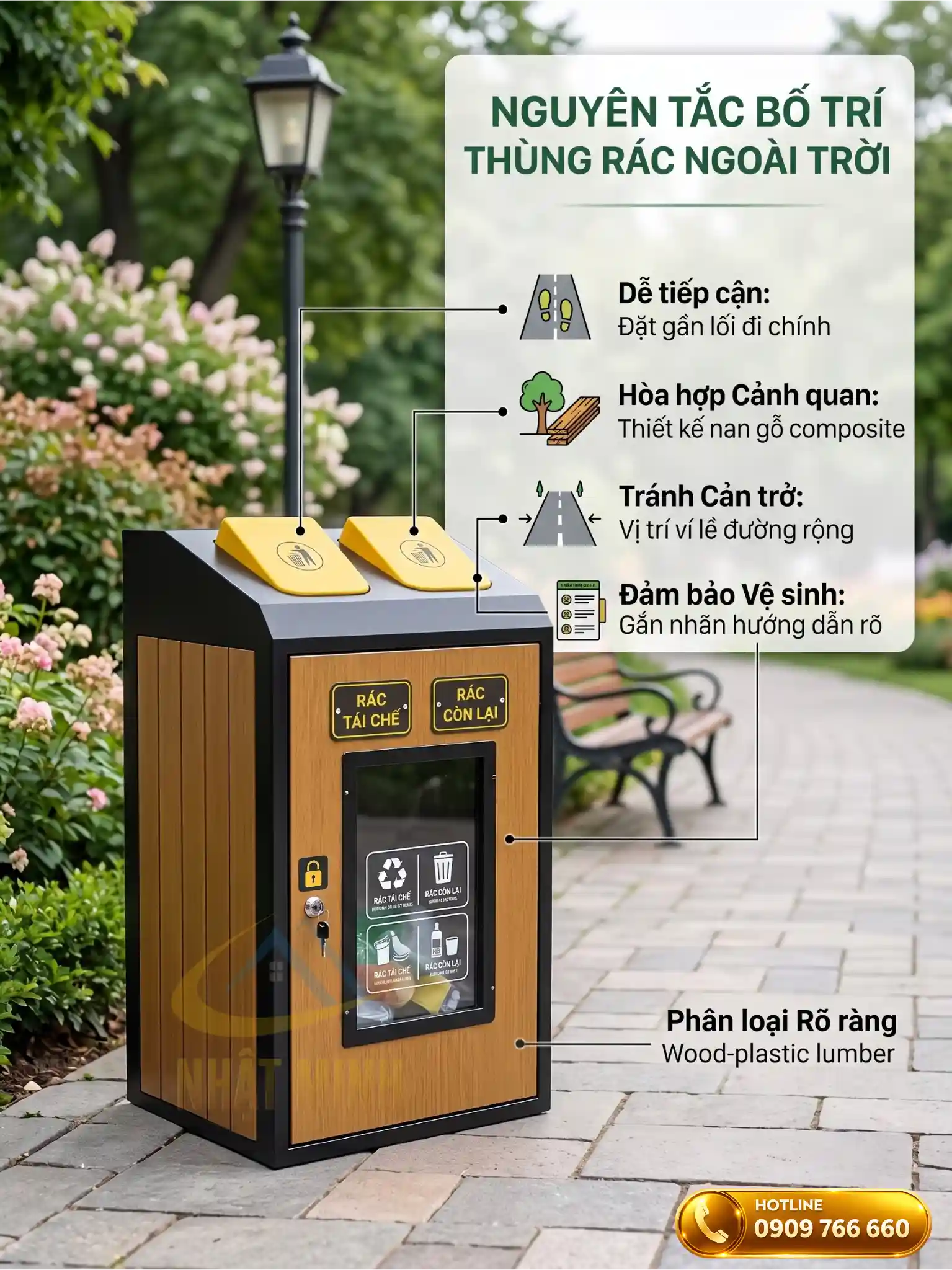 Nguyên tăc bố trí thùng rác ngoài trời