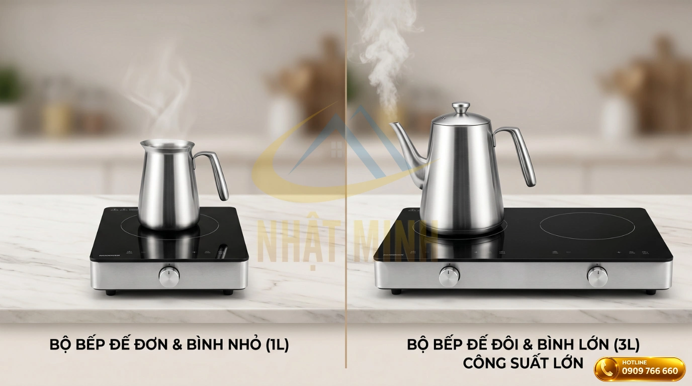 Bộ bếp hâm nóng cafe dung tích nhỏ và lớn