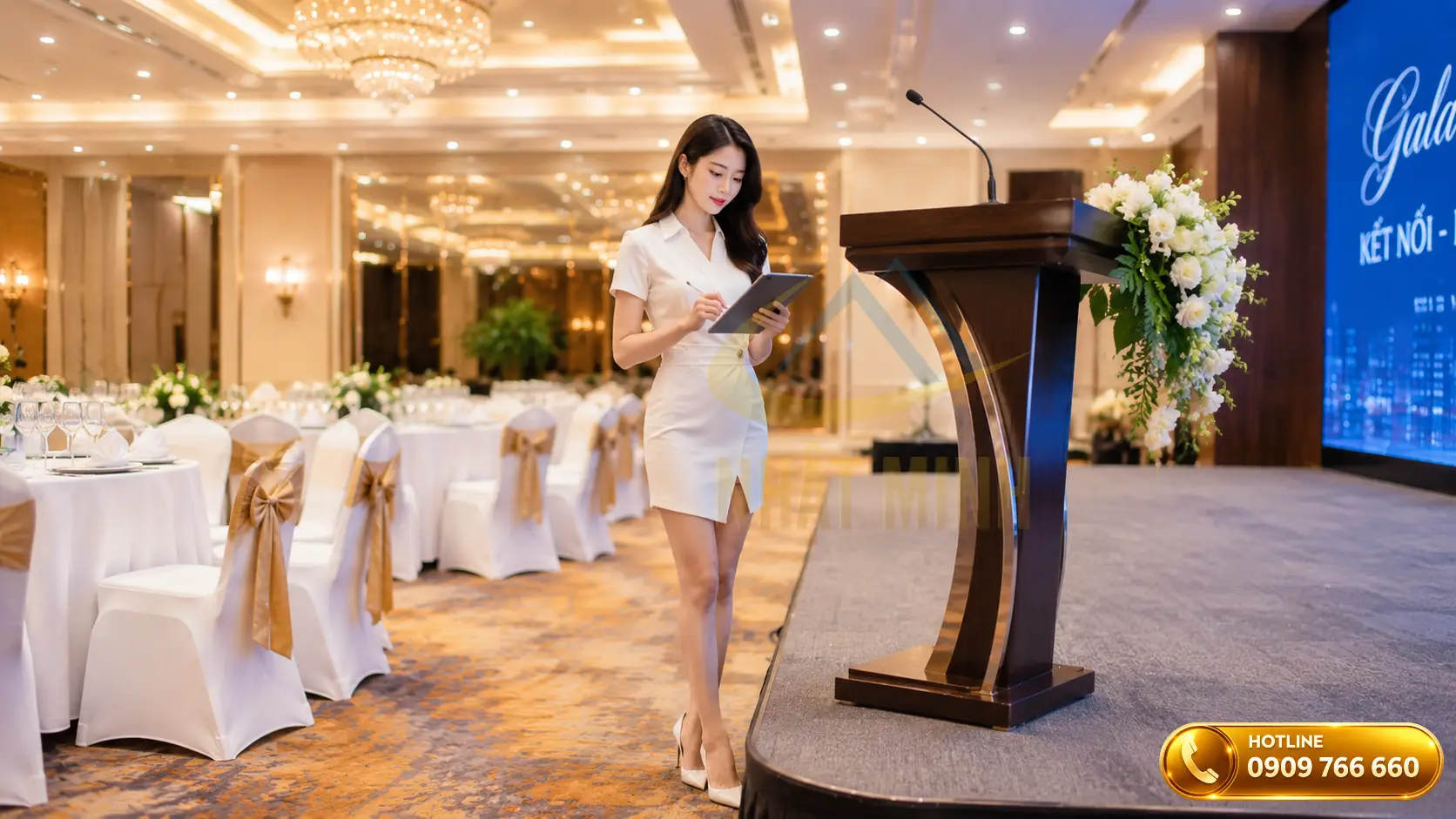 Bục phát biểu hội trường sang trọng