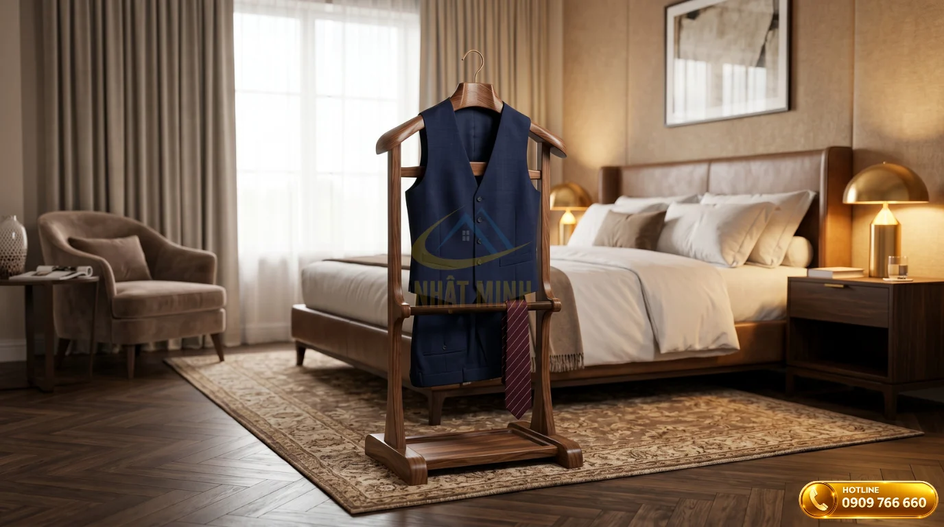 Cây treo quần áo vest bằng gỗ tự nhiên cao cấp
