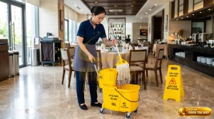 Hướng dẫn sử dụng xe ép nước lau sàn nhà hàng