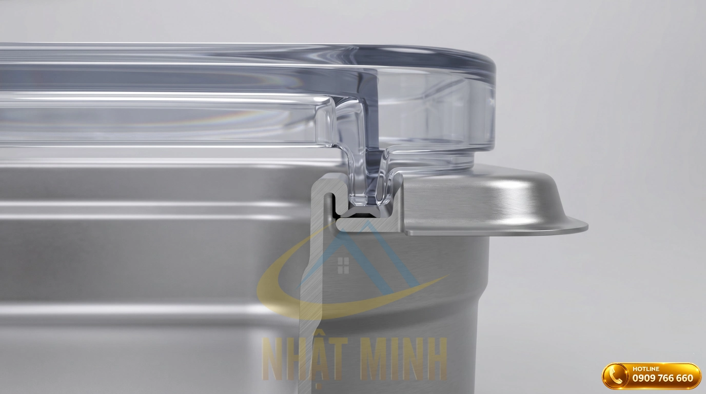 Khớp nối của nắp đậy khay GN 1/1 với khay thực phẩm