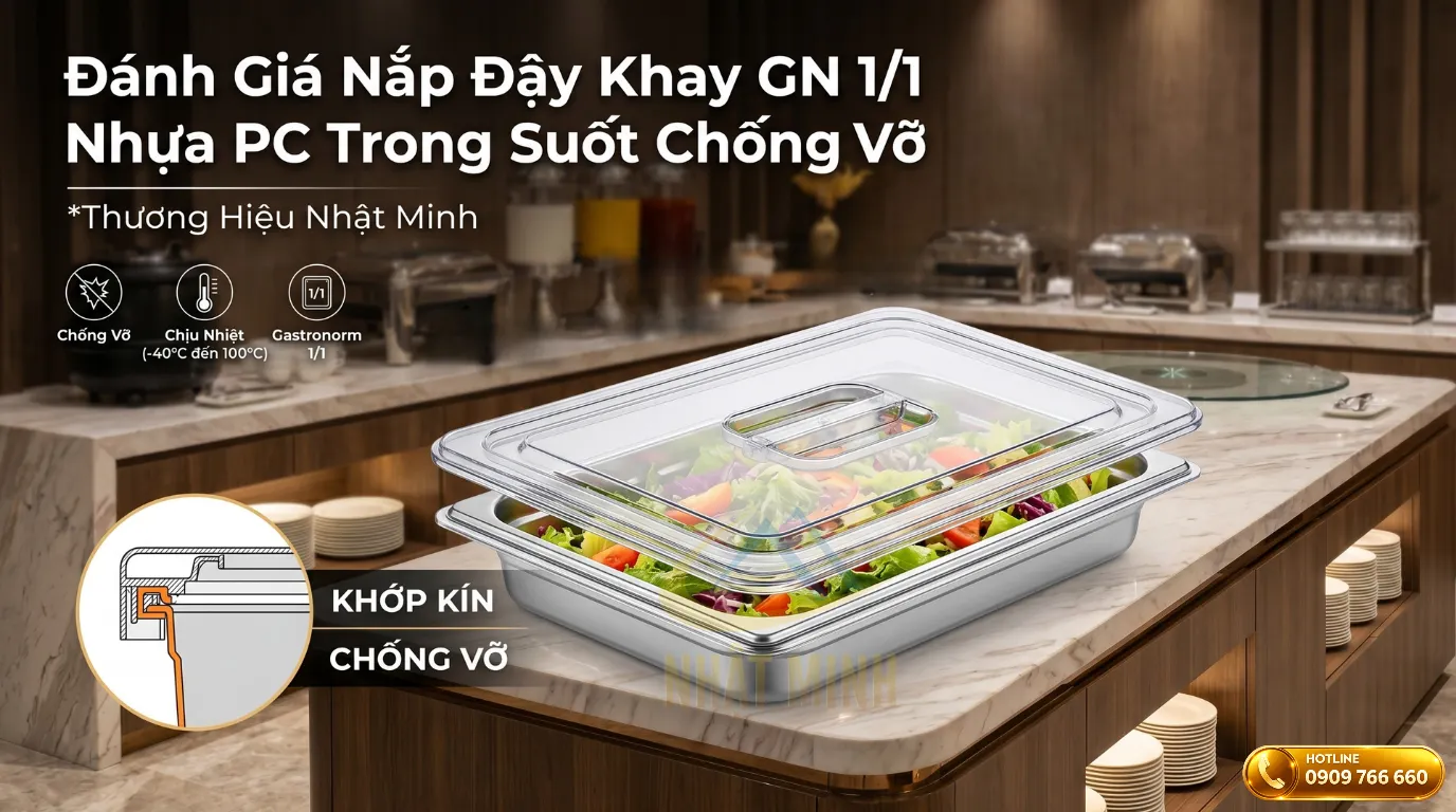 Nắp đậy khay GN 1/1 nhựa PC trong suốt chất lượng cao