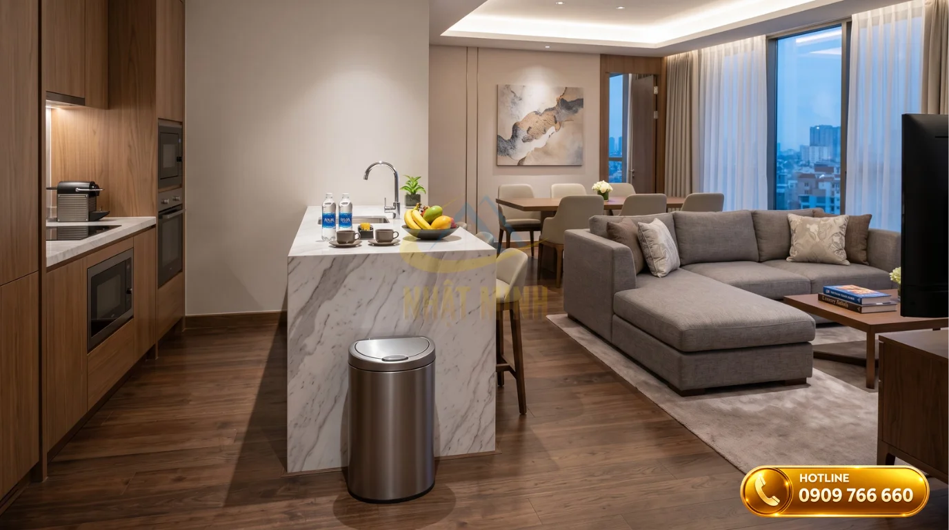 Kích thước thùng rác phòng ngủ 9L dành cho phòng Suite và Family