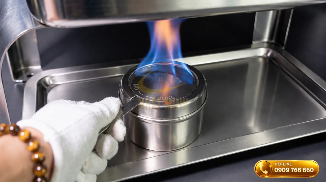 Cách sử dụng thiết bị giữ nóng bằng cồn thạch an toàn và điều chỉnh lửa