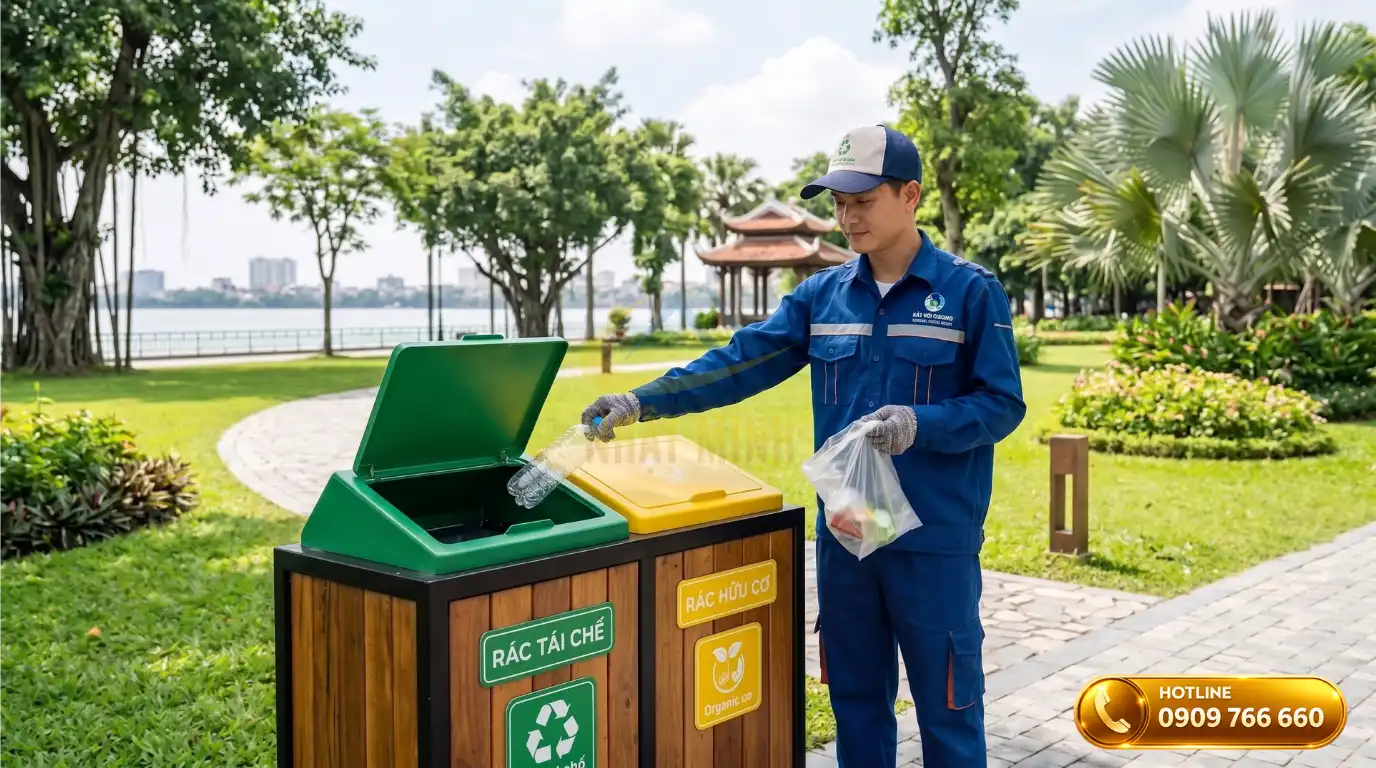 Lợi ích tiết kiệm chi phí vệ sinh khi trang bị hệ thống thùng rác phân loại ngoài trời