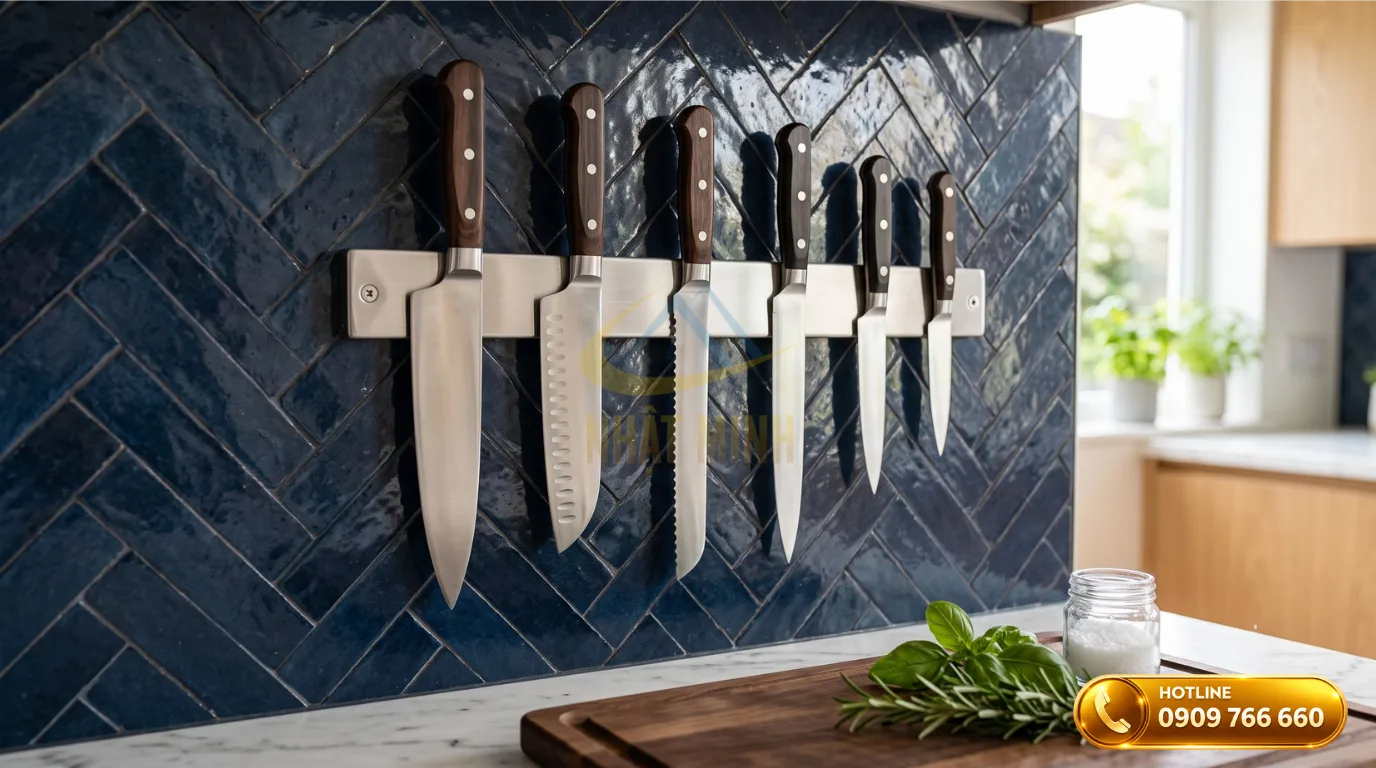 Sử dụng giá treo nam châm để cất giữ và bảo quản dao nhà bếp an toàn
