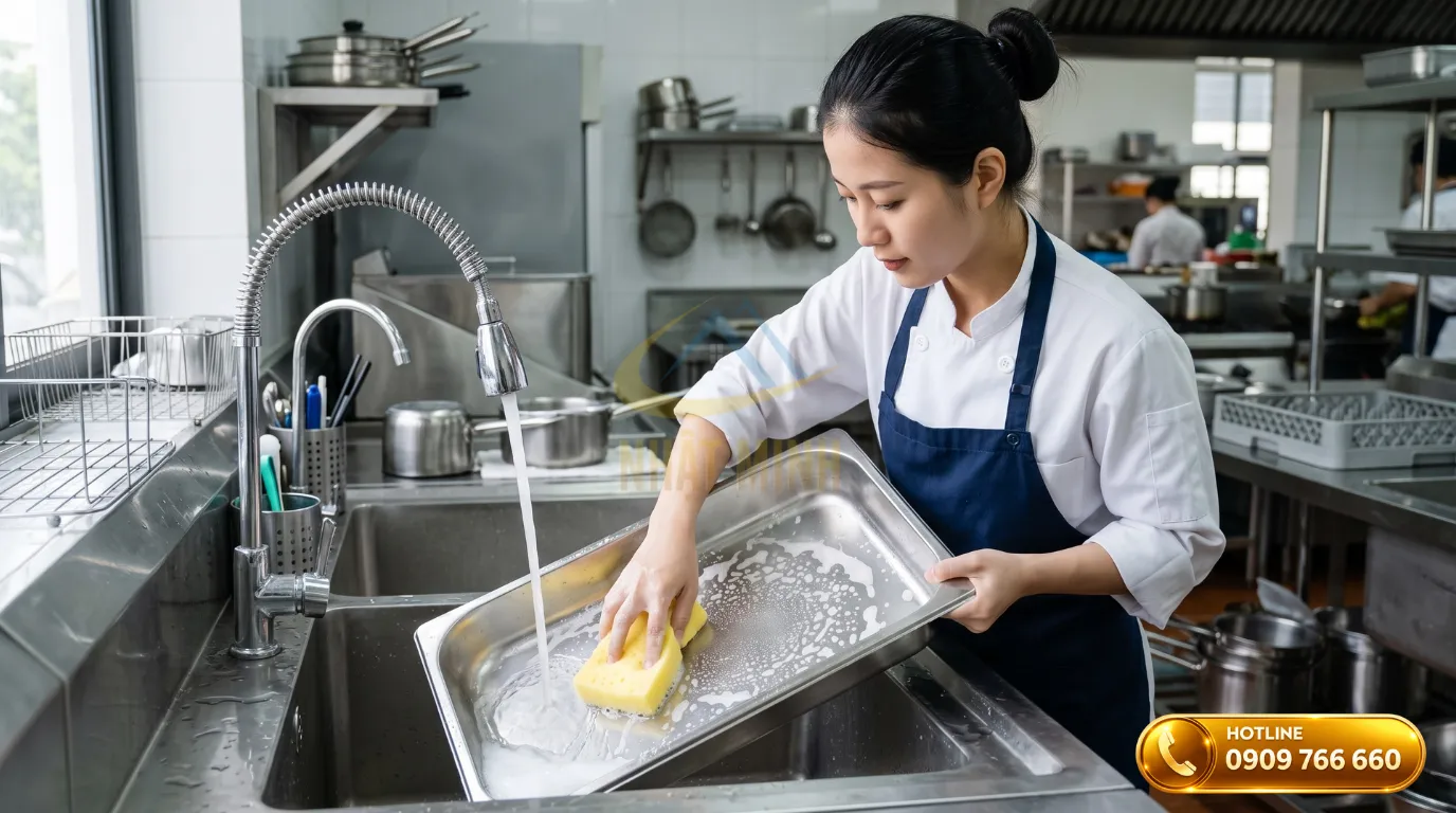 Quy trình vệ sinh khay inox buffet đúng chuẩn giúp kéo dài tuổi thọ thiết bị
