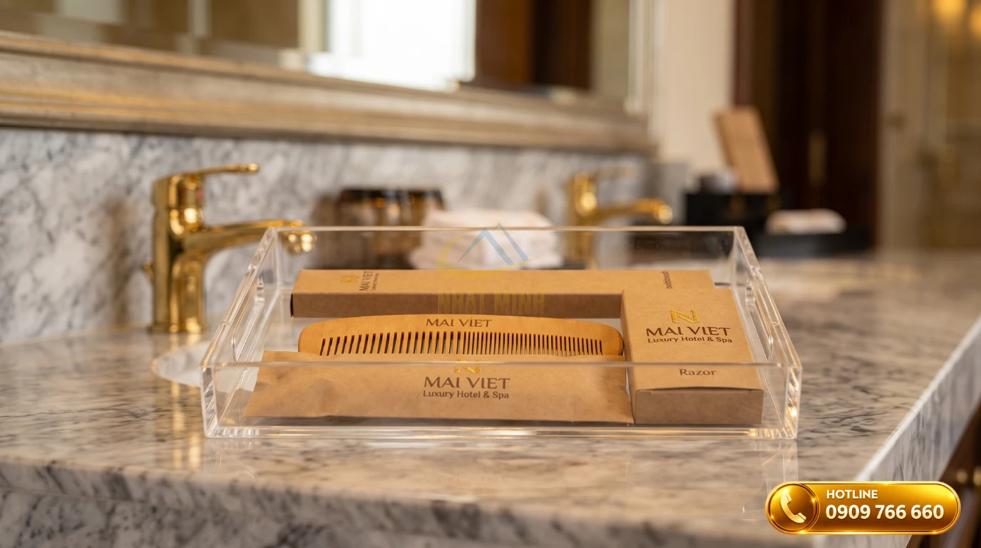Bộ đồ dùng tiêu hao amenities cơ bản cho phòng tắm khách sạn 3 sao