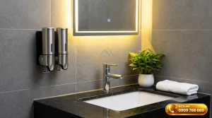 Bình đựng xà phòng treo tường bằng inox 304 và nhựa gắn trên tường phòng tắm khách sạn