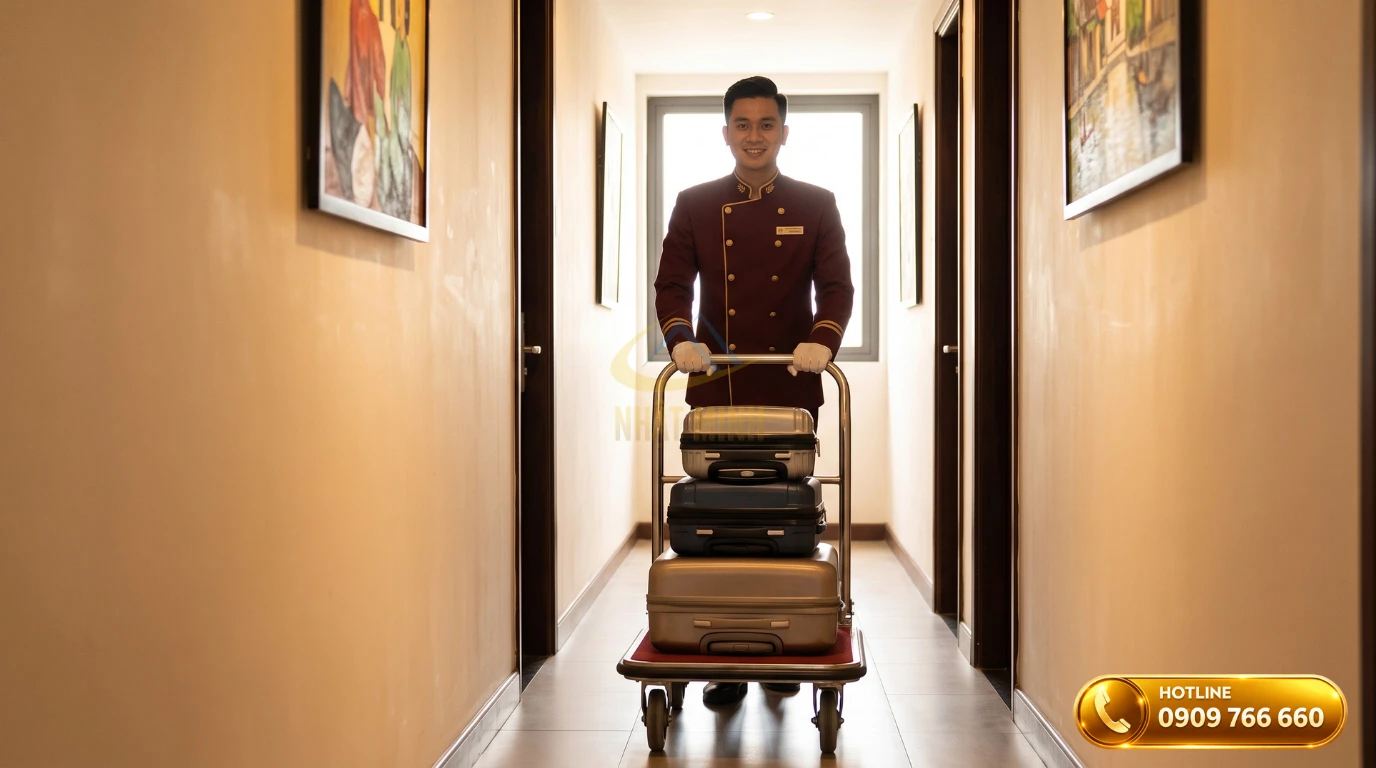 Kích thước xe đẩy hành lý chữ U tối ưu cho không gian hành lang hẹp