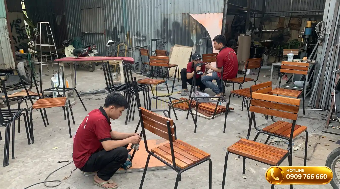 Xưởng sản xuất và gia công bàn ghế sắt nhà hàng trực tiếp tại TPHCM